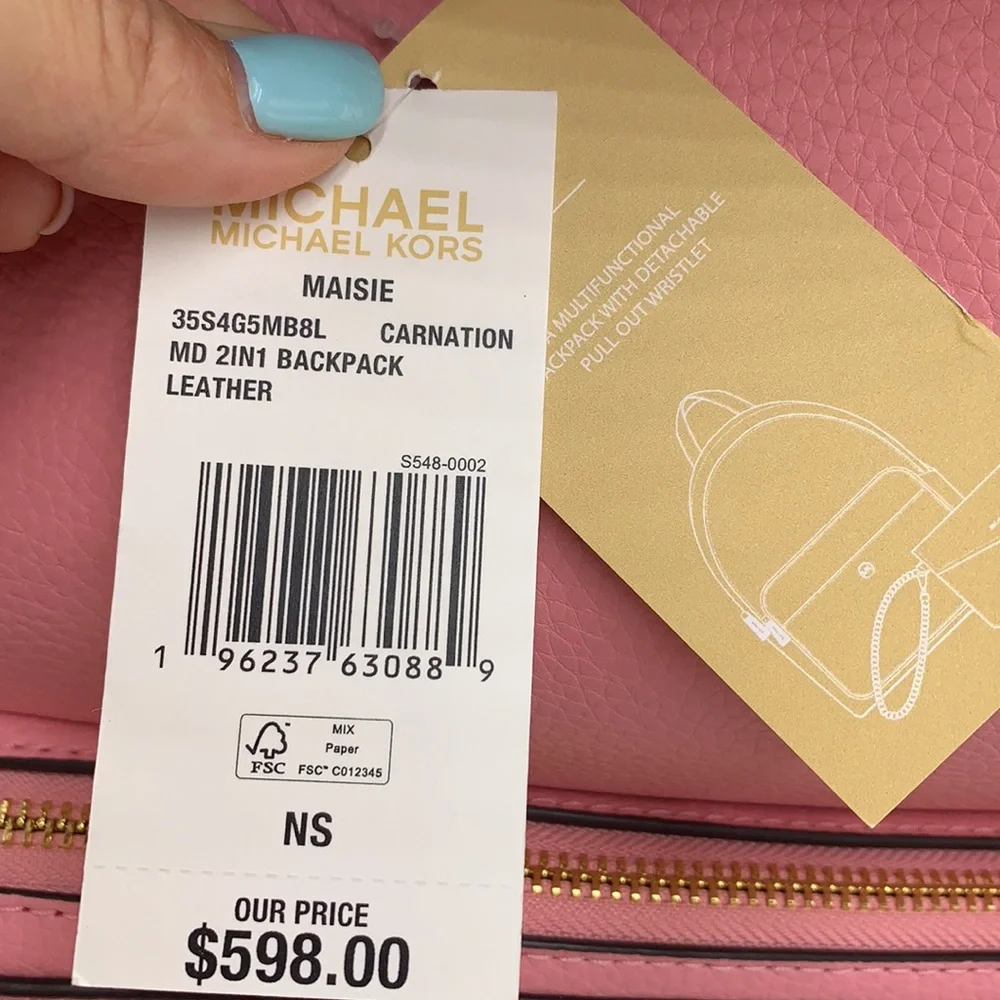 MICHAEL KORS Maisie Medium Pebbled Leather 2-in-1 Backpack CARNATION COL… - Picture 16 of 16